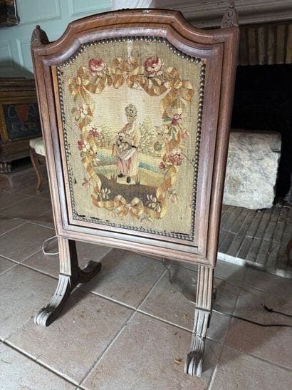 Mantel screen in molded wood carved with...