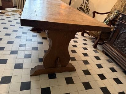 Rectangular oak dining table with parquet...