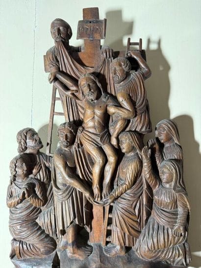 Descent from the Cross in wood carved in...