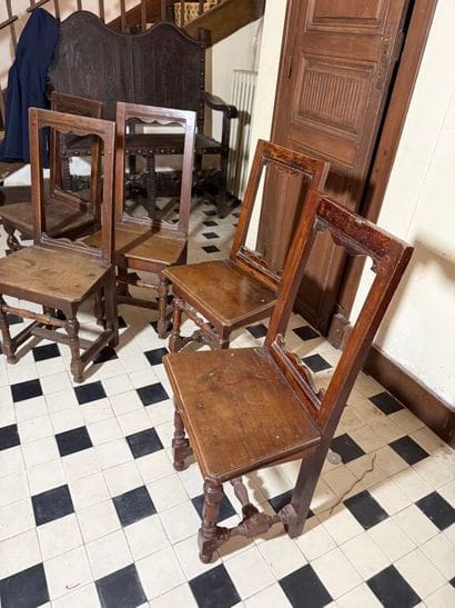 Two pairs of small Lorraine chairs in natural...