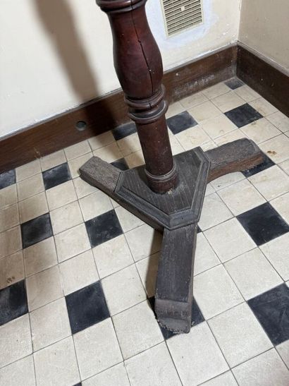 Carved wooden lectern, the shaft with ringed...