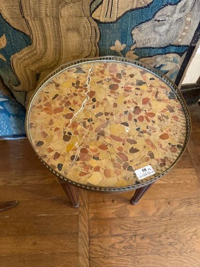 Set of two pedestal tables: 
- one in mahogany...