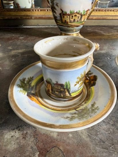 Part of a Paris porcelain coffee service,...