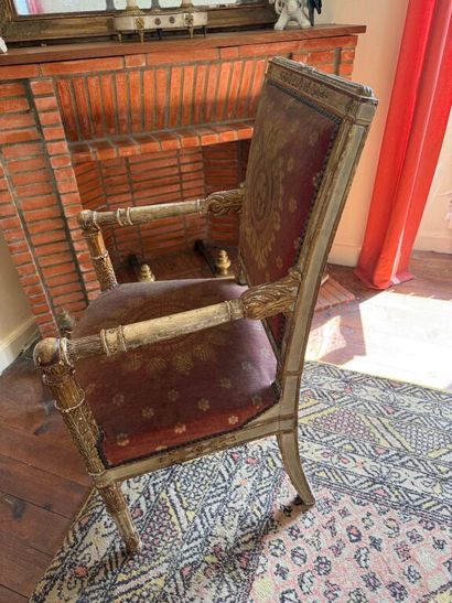 Paire de fauteuils à dossier plat en bois...