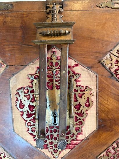 Richly carved walnut and bone bargueño with...