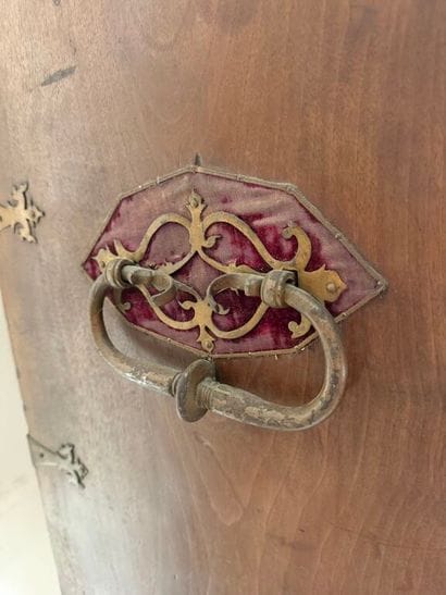 Richly carved walnut and bone bargueño with...