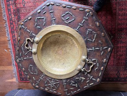 Octagonal brazier table in natural wood with...