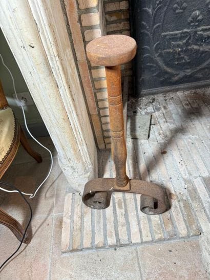 Pair of cast-iron andirons in the 17th century...