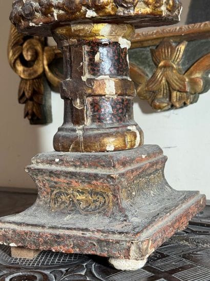 Virgin with mantle in wood carved in the...
