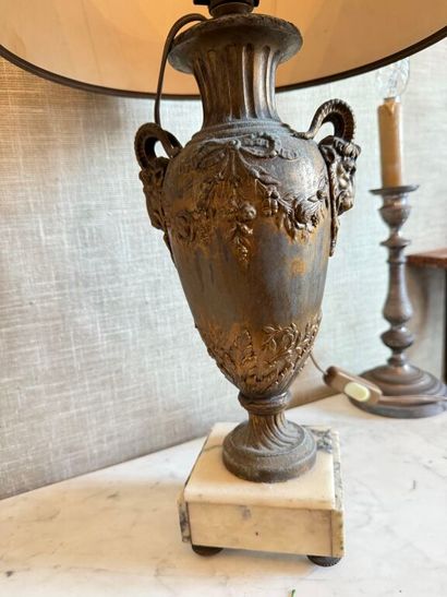 * Pair of lounge lamps in old gilded regulation...