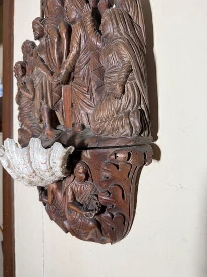 Descent from the Cross in wood carved in...