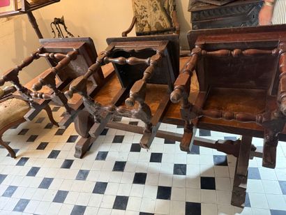 Two pairs of small Lorraine chairs in natural...