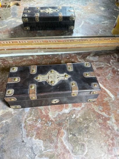 Small rectangular box in black lacquered...