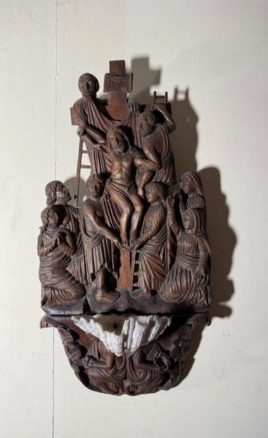 Descent from the Cross in wood carved in...