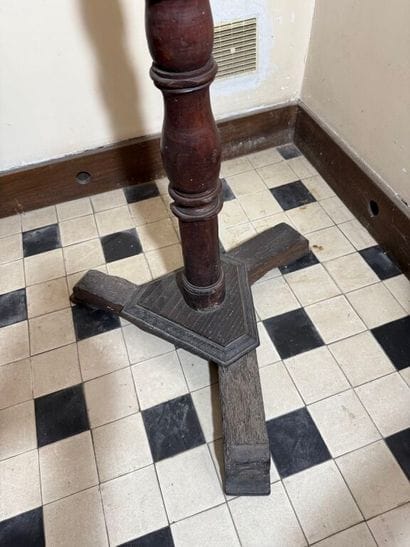 Carved wooden lectern, the shaft with ringed...