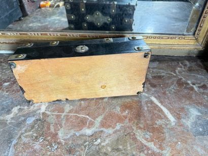 Small rectangular box in black lacquered...