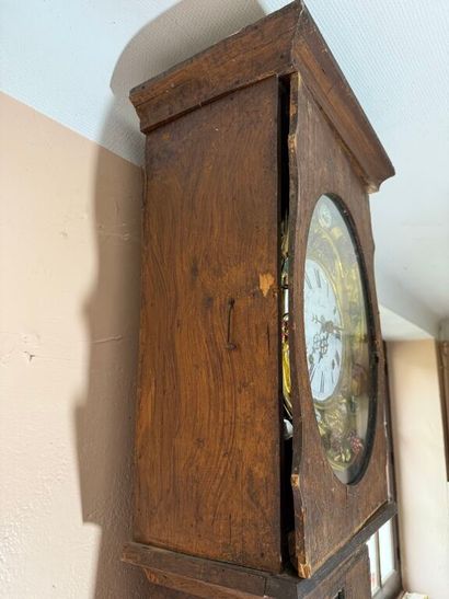 Comtoise in natural wood with polychrome...