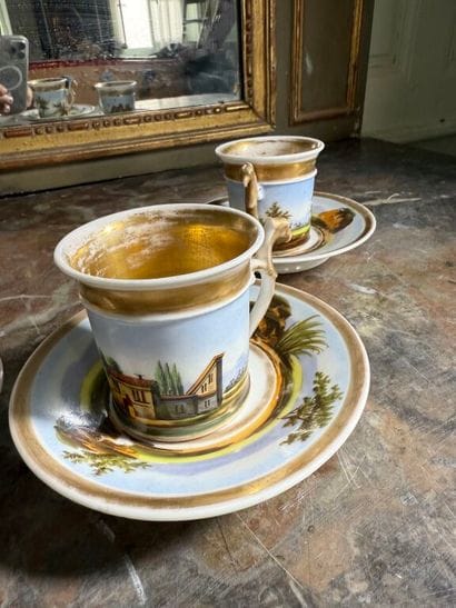 Part of a Paris porcelain coffee service,...