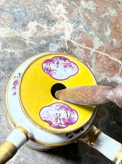 Porcelain chocolate pot with pink cameo decoration...