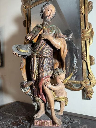 Saint Roch in carved, polychromed and gilded...