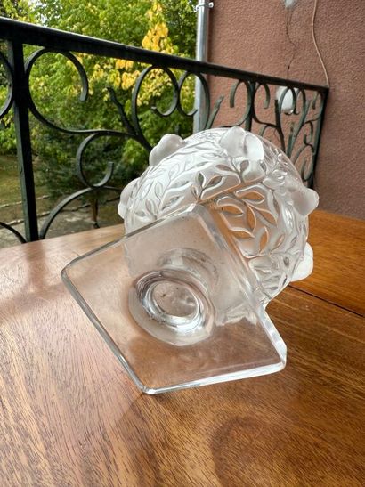 LALIQUE France. 
Pressed molded glass pedestal...