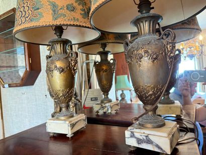 * Pair of lounge lamps in old gilded regulation...