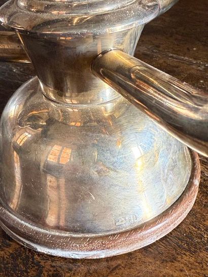 CHRISTOFLE. 
Pair of Art Deco style silver-plated...