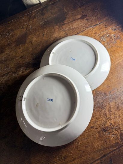 Pair of porcelain dishes with polychrome...