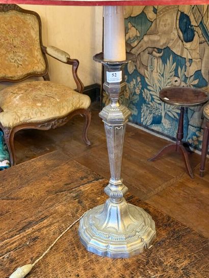 Antique silver-plated bronze pike pole, drilled...