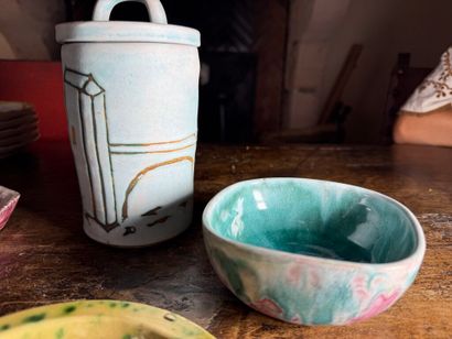 CAZAUX. 
A set of three earthenware pocket...