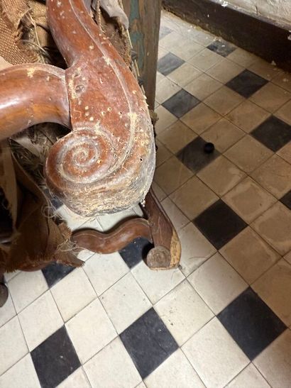 Pair of armchairs in molded natural wood,...