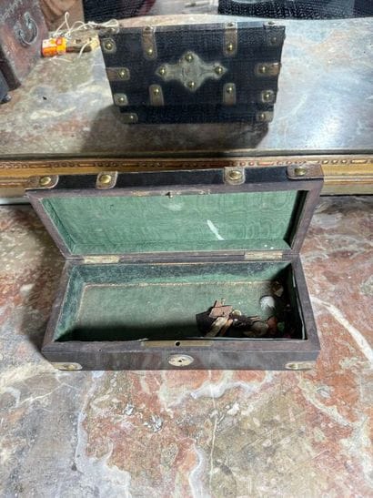 Small rectangular box in black lacquered...