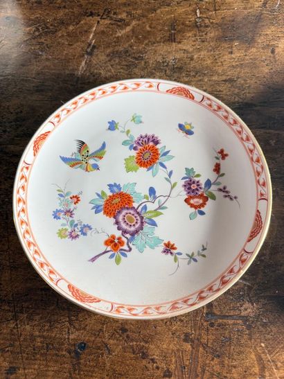 Pair of porcelain dishes with polychrome...