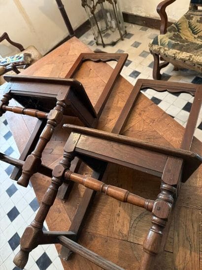 Two pairs of small Lorraine chairs in natural...