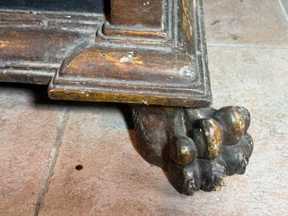 Cassone wedding chest in molded wood, carved...