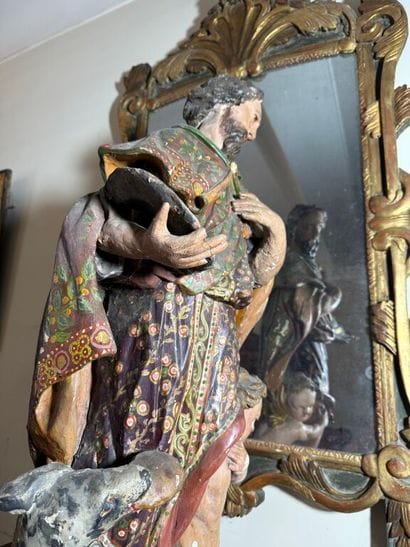 Saint Roch in carved, polychromed and gilded...