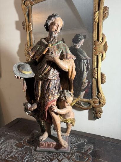 Saint Roch in carved, polychromed and gilded...