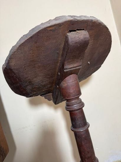 Carved wooden lectern, the shaft with ringed...