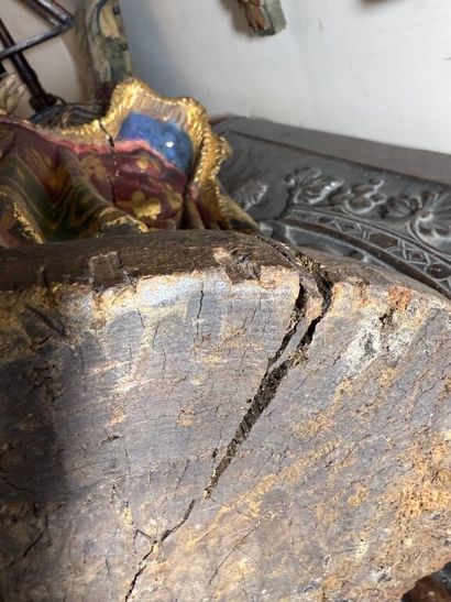 Holy crowned woman in carved, polychromed...