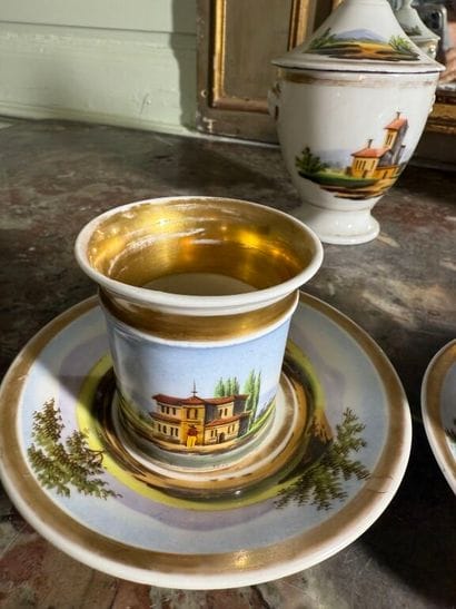 Part of a Paris porcelain coffee service,...