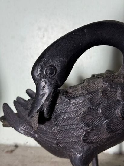 Two geese in cast iron. 
Probably China or...