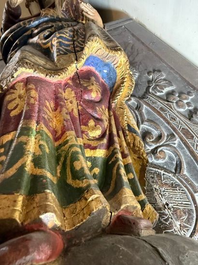 Holy crowned woman in carved, polychromed...