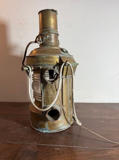 Lampe de bateau en cuivre et verre de la...