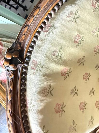 Pair of armchairs in molded wood carved with...
