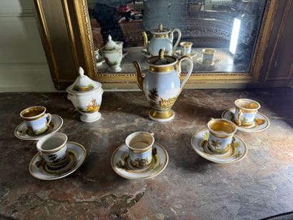 Part of a Paris porcelain coffee service,...