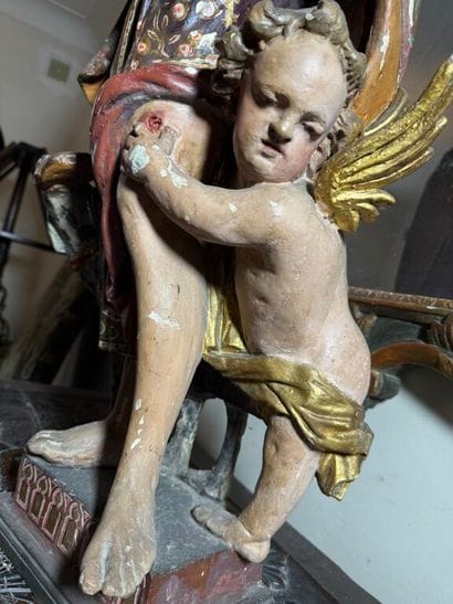 Saint Roch in carved, polychromed and gilded...