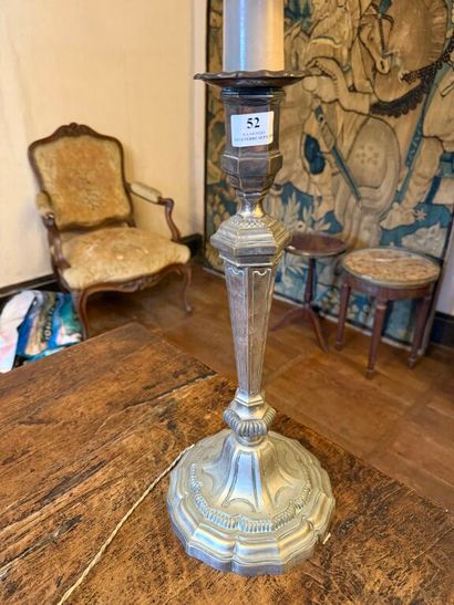 Antique silver-plated bronze pike pole, drilled...