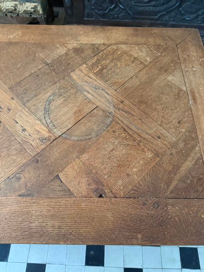 Rectangular oak dining table with parquet...