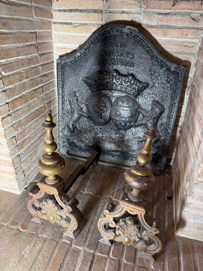 Cast iron fireback decorated with covenant...