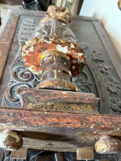 Virgin with mantle in wood carved in the...